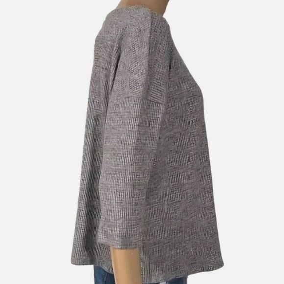 J. Jill Wearever Collection Boxy Drop Shoulder Top Sz Large Waffle Weave Gray - Picture 2 of 12
